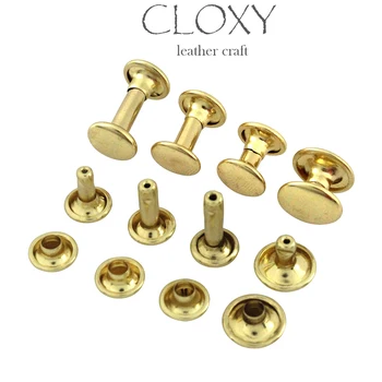 황동 라운드 더블 캡 리벳 스터드 리벳 충돌 네일 가죽 공예 가방 벨트, 의류 신발 장식 패스너, 100 개