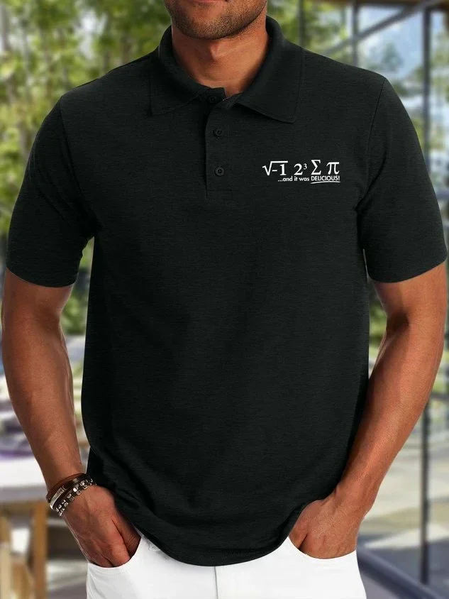 

Men's And It Was Delicious Funny Graphic Printing Regular Fit Polo Collar Urban Text Letters Polo Shirt