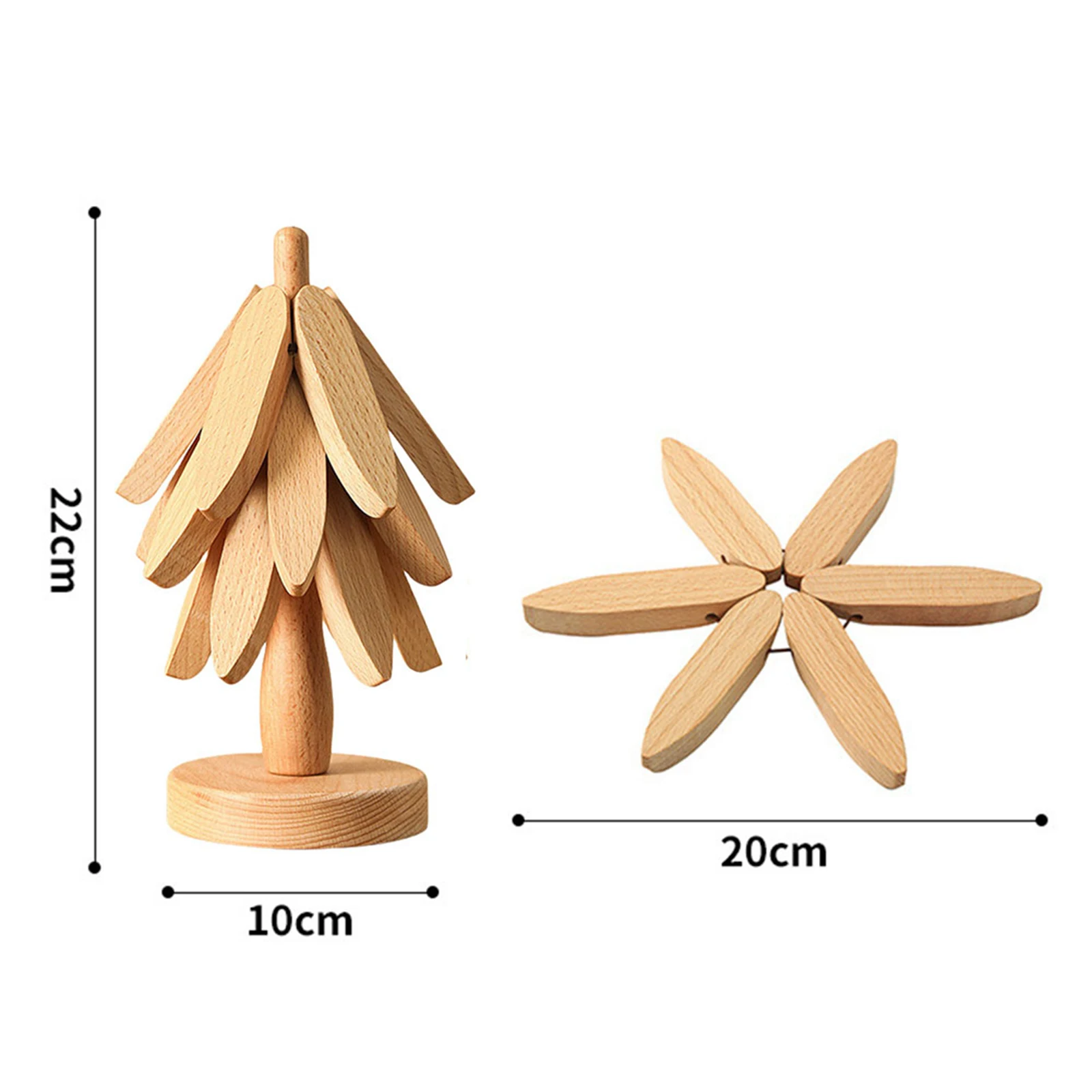 

4PCS Wooden Trivets for Hot Dishes Fold Tree Shape Walnut Table Mat Holders Heat Insulated Pad Set Coasters for Pots Anti Scald