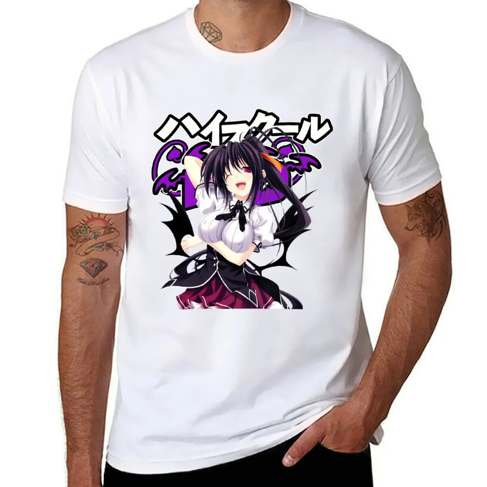

Akeno Himejima-футболка High School DxD, хлопковая футболка, мужские футболки из 100% для мужчин, повседневная футболка