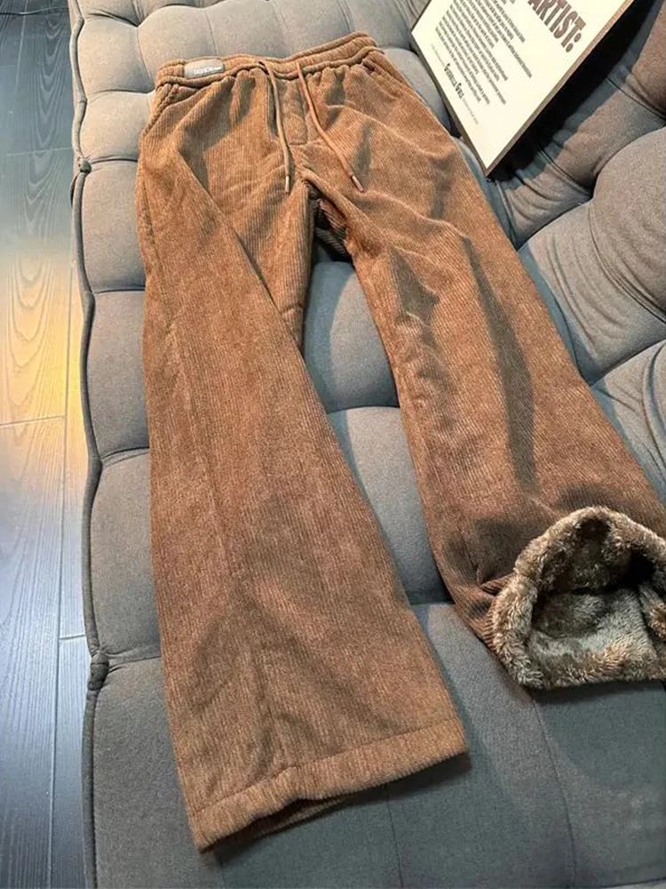 

Мужские утепленные брюки Harbin Northeast на флисовой подкладке, ультратеплые вельветовые спортивные штаны прямого кроя для повседневной носки