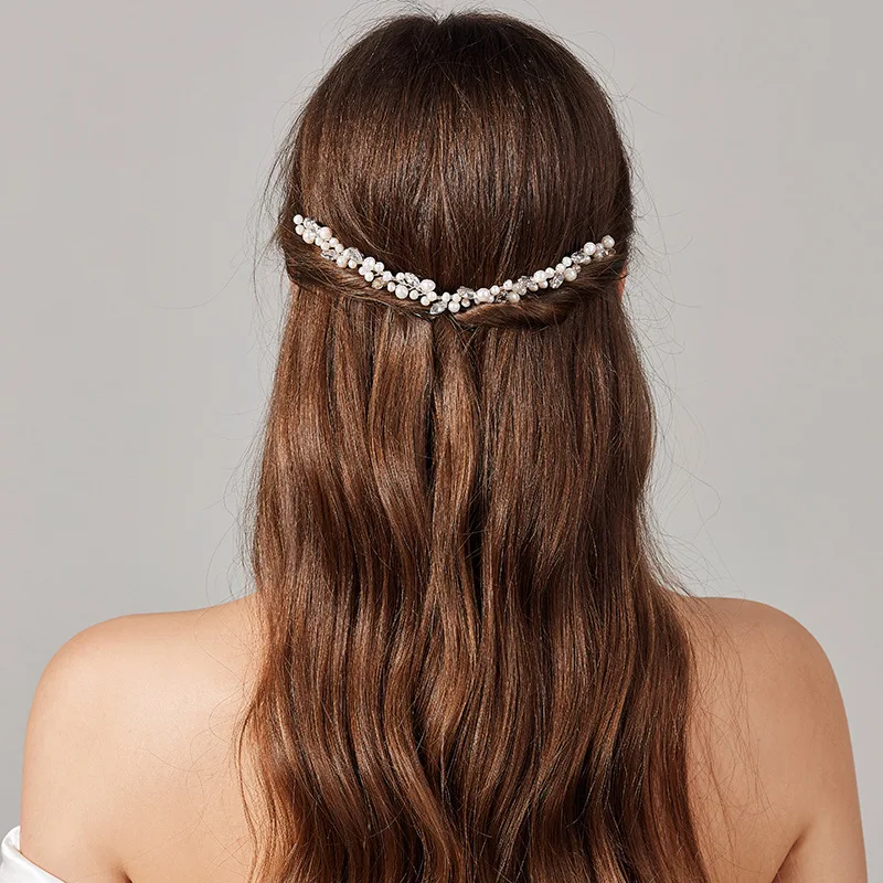 

Нежный пресноводный жемчуг, свадебный длинный гребень, свадебная лоза, серебристый цвет, женский головной убор для выпускного вечера