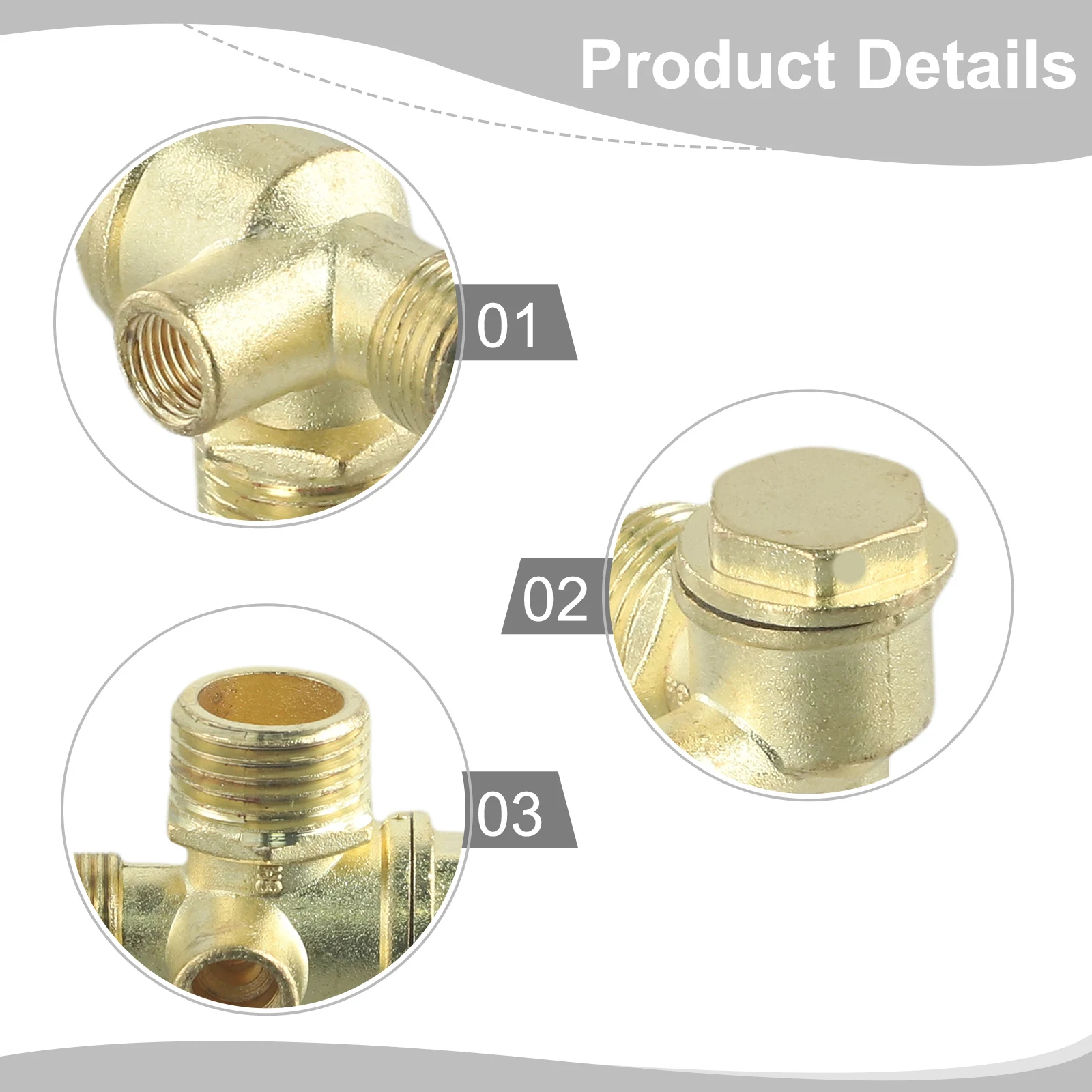 High quality New 10mm 20mm/16mm/10mm Air Compressor Check Valve 3-Port Central Pneumatic Connector Tool Male Threaded