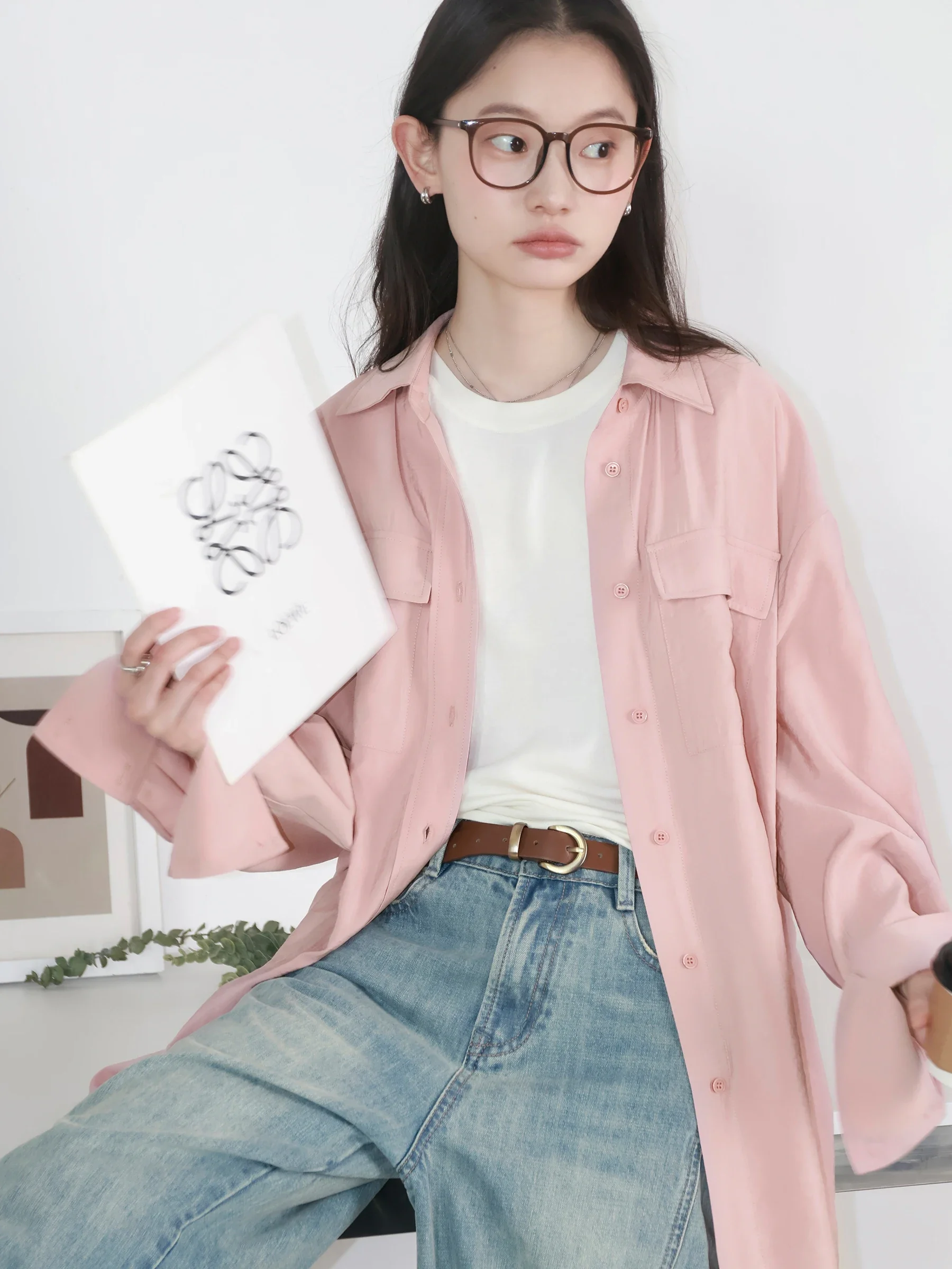 CHIC VEN mode femmes chemises solide ample décontracté simple boutonnage femmes Blouses manches longues manteau printemps été 2025 vêtements