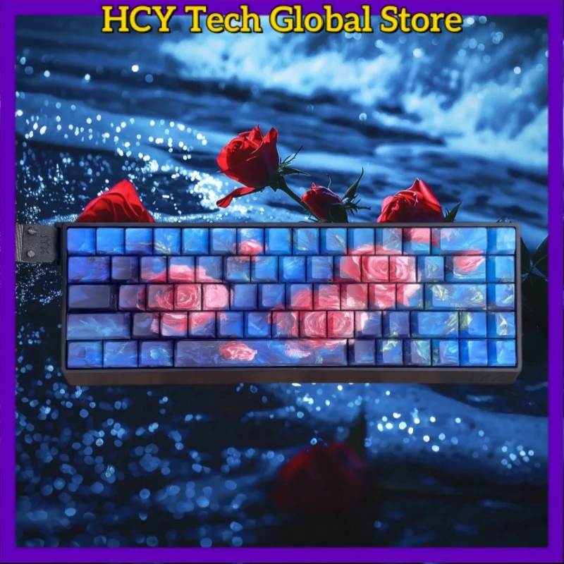 Rose Romantic love Theme Mechanical Keyboard Side Printed Backlit PBT Keycap PC Gaming Keyboard Point Keycap DIY Collect Gift