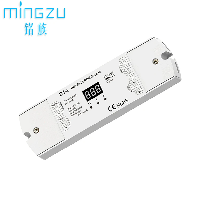 

Декодер DMX512 D1-L 1-канальный декодер DMX512 RDM Приемник DMX Светодиодные диммеры с контроллером цифрового дисплея Программа сценического освещения