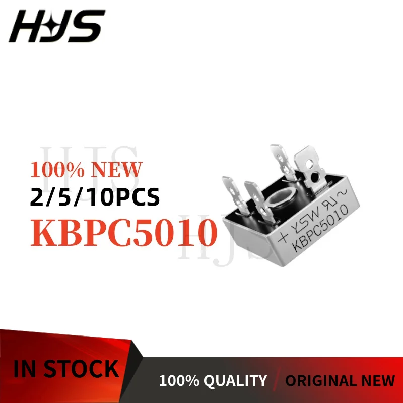 2/5/10 peças 100% novo e de qualidade kbpc5010 50a 1000v ponte retificadora monofásica