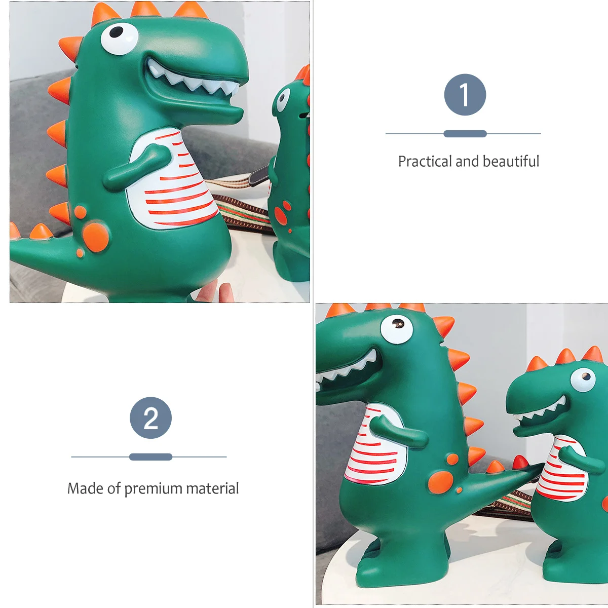 Cartoon Dinosaurs Piggy Bank Vinyl Dinosaur-Shaped Coin Bank Desktop Coins Container Kids Money Jar Lovely Coin Storage