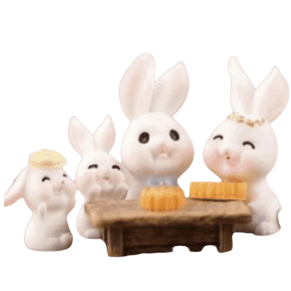 Cute Resin Mini Ornaments White Rabbit Bottle Micro Landscape Decor Cartoon Portable Mid-Autumn Festival Desk Figurines DIY