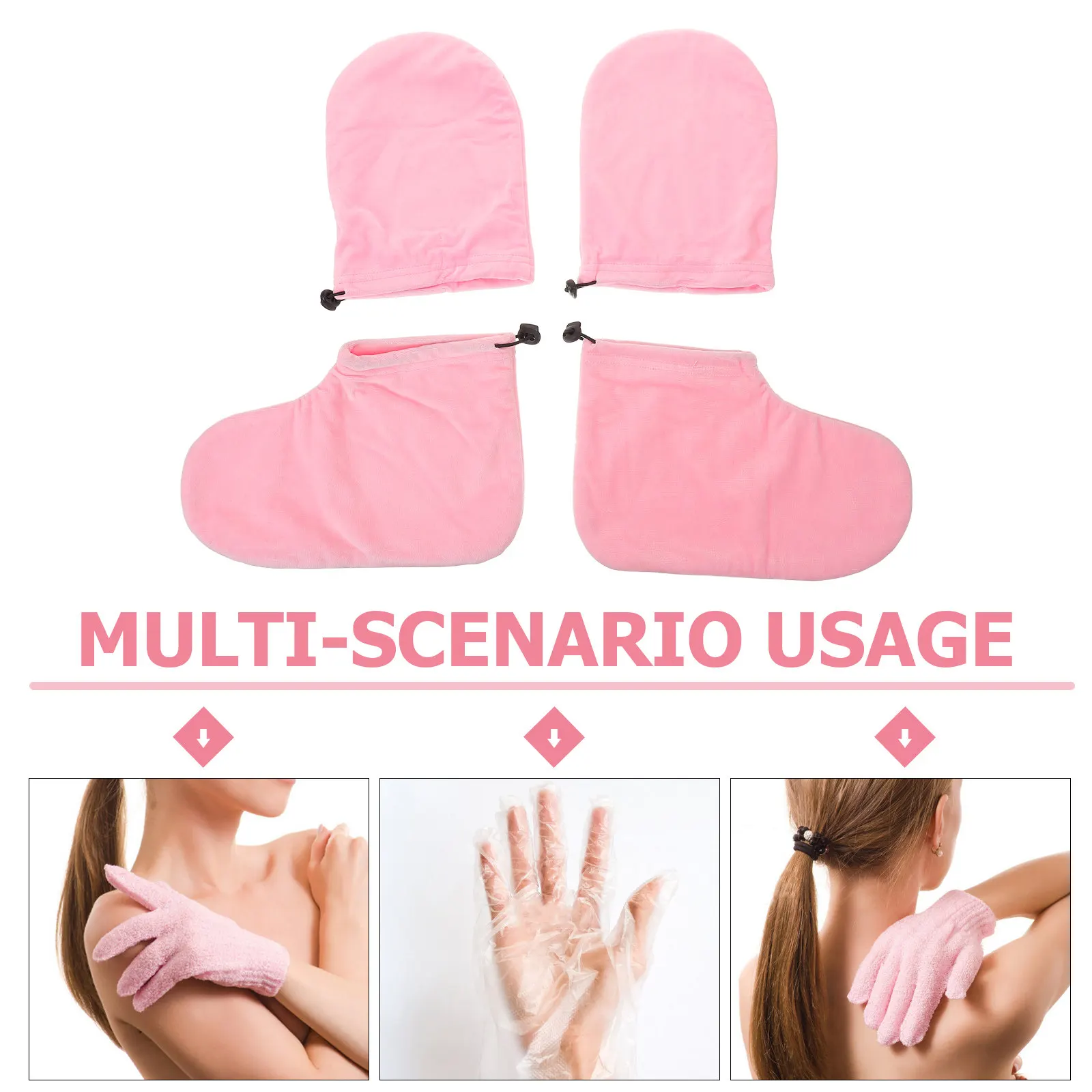 1Set Cotton Paraffin Gloves and Socks Adjustable Hand Foot Cover Thermal Heat Therapy Mitts for Spa Nail Care Hand Warmers
