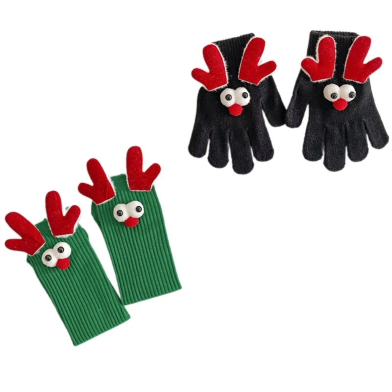 Lovely Reindeer Christmas Gloves/Socks for Adult Kids Gifting Holiday Knitwear K3KF