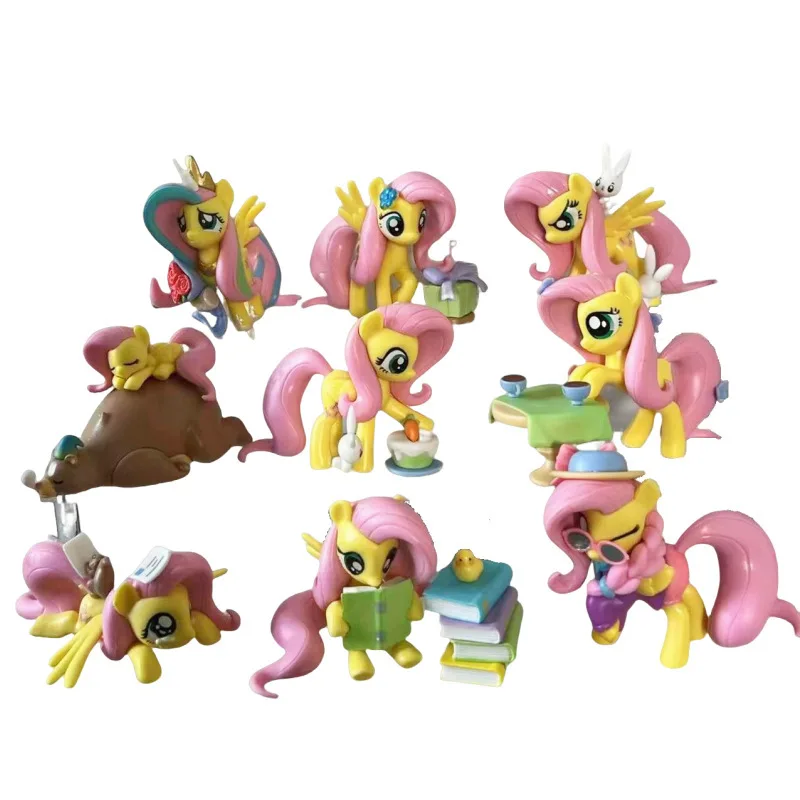 9피스 레인보우 마이 리틀 포니 동물 피규어 케이크 장식 장난감 어린이 생일 선물