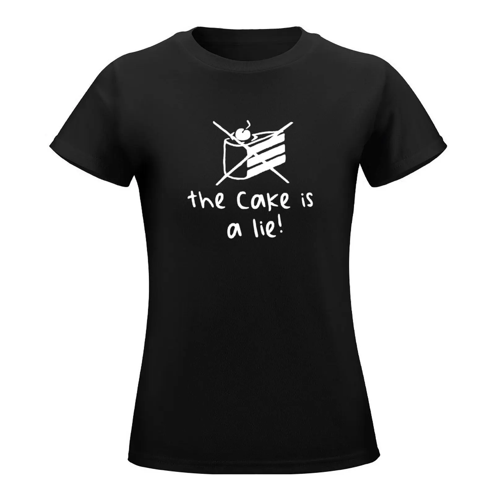 Camiseta "The Cake Is A Lie-Dark" para mujer, ropa hippie, ropa bonita, camisas ajustadas para mujer