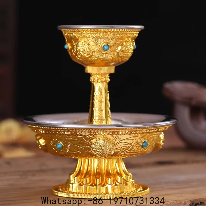 

Buddhist Manza Protection Dharma CupTantric Alloy Handicraft, Tibetan Tribute, Gilt Buddhism Plate, Home Gift, Indoor Decorative