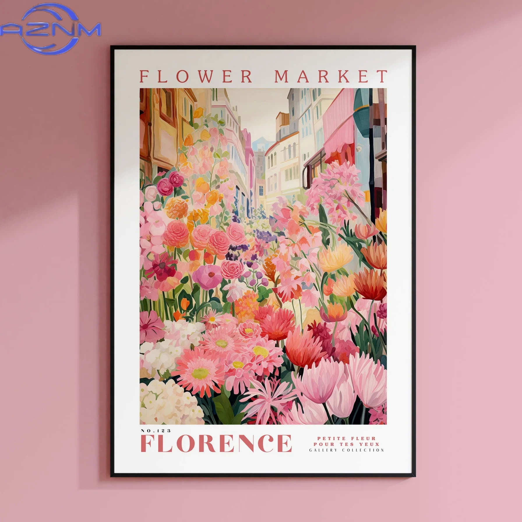 AZNM Florence Flower Market PosterTravel Art, Large Modern Poster, Botanical Wall Art, Green Wall Art, Trendy Wall Art, Floral