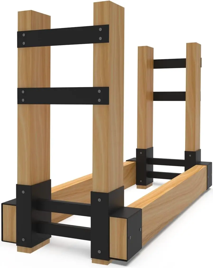 

Adjustable Firewood Rack Brackets Kit for Outdoor Wood Storage, Black Set of 2