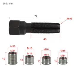 14mm Car Cylinder Head Tap Spark Plug Rethreading Helicoil Thread Repair Tool Kit Spark-plug Hole Sleeve for Repair Parts