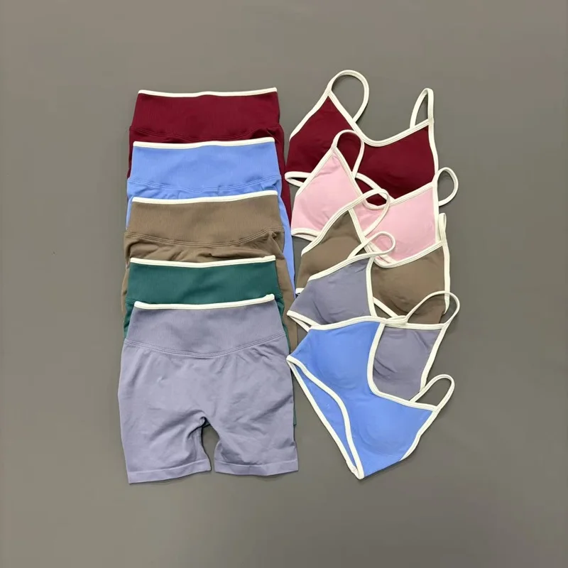 2 Piece Gym Sets Women Scrunch Butt Lifting Ignite Shorts Sports Bra High Stretch Yoga Fitness Workout Running Sports Suits