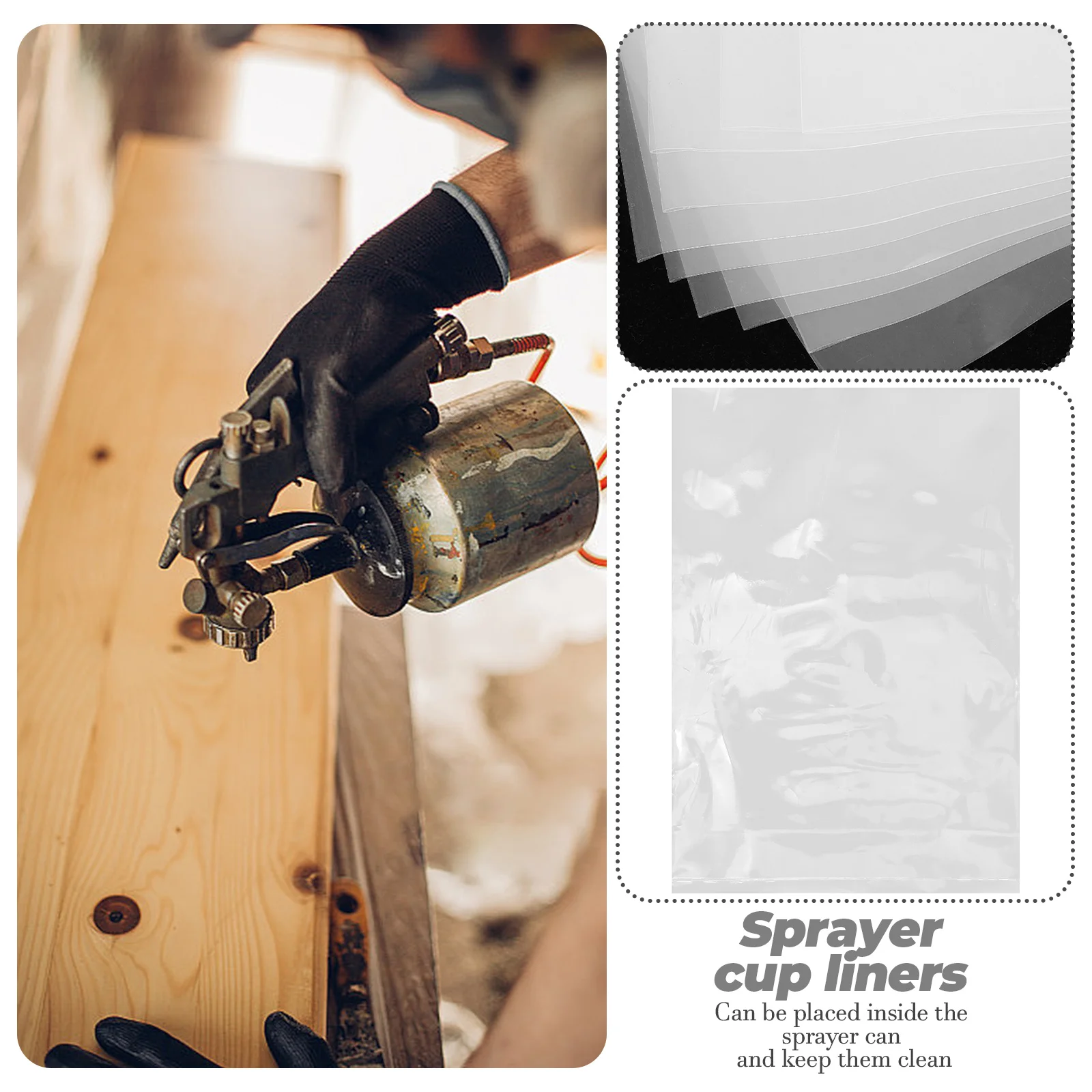 ถุงพลาสติกสำหรับพ่นสีแบบใช้แล้วทิ้ง 100 ชิ้น ใช้งานง่าย ดีไซน์ปากแบน ทำความสะอาดง่าย ความจุขนาดใหญ่