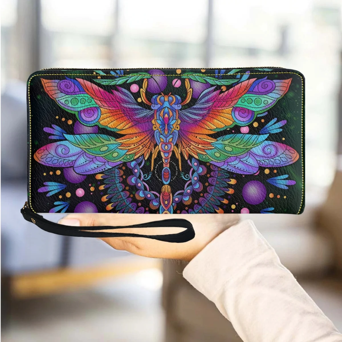 Dragonfly Personalized Designer Wristband Wallet PU Leather Zipper Elegant Girls Party Clutch Coin Purse Card Holder Drop Ship