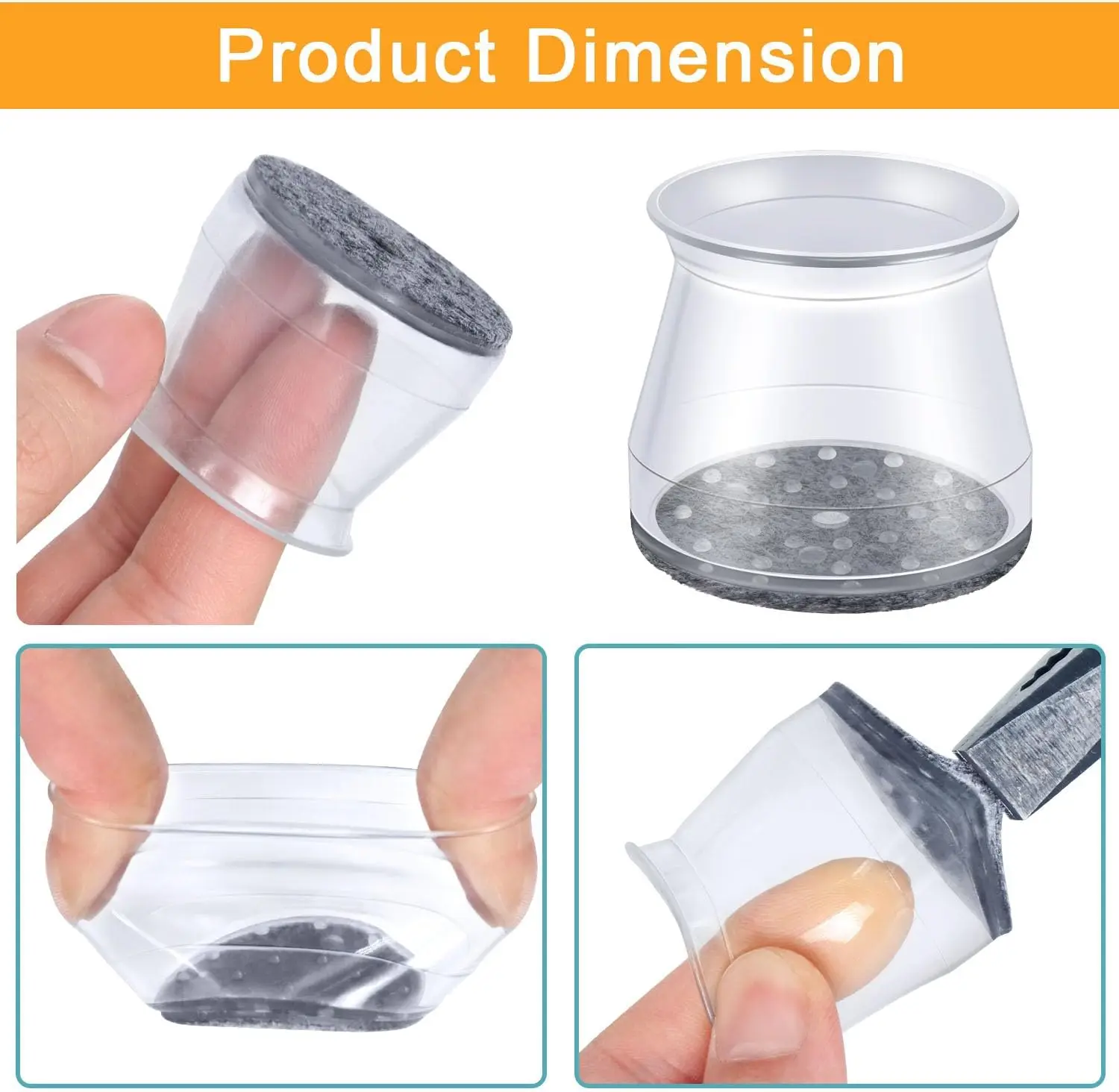 Protectores de suelo para patas de silla, 16 Uds., para suelos de madera dura, tapas de silicona para sillas, cubiertas, almohadillas deslizantes para muebles con parte inferior de fieltro envuelta