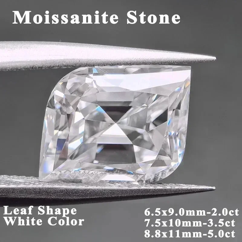 

Leaf Shape Moissanite Stone White Color Specail Cut Charm Beads For DIY Jewelry Making Rings Bracelet with Certificate