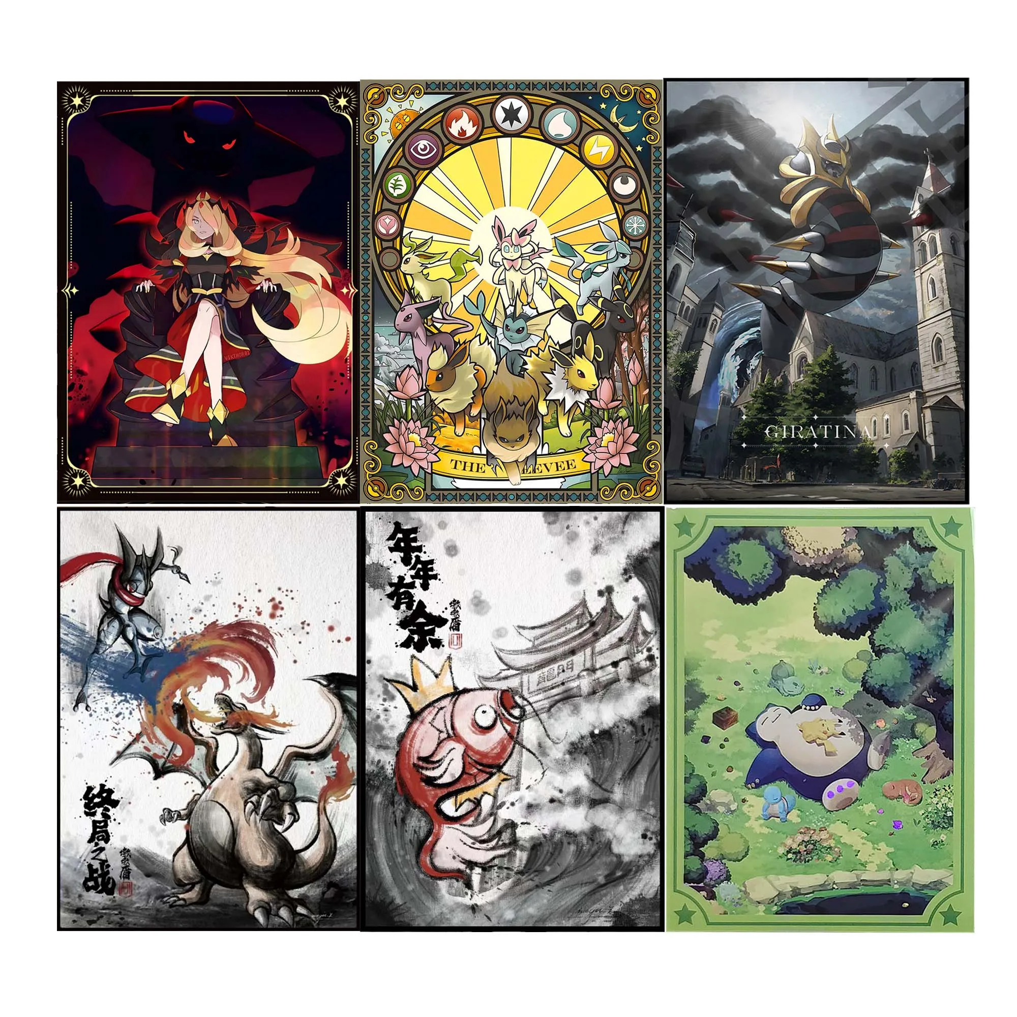 64 pièces/ensemble Diyptcg Eeveelution Magikarp manchon de carte Ws Opcg Ptcg Cynthia ronflex carte Protection couverture Anime carte cadeau jouets