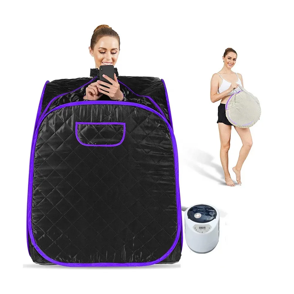 

Black Cabin With Relax ortable Steam Sauna 2.2L 1000W Steam Generator Weight Loss Home Sauna SPA