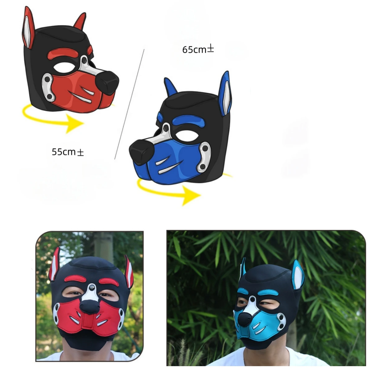 Unisex Fashion Sexy Costumes Hood Latex Dog Headgear Halloween Puppy Play Party Couples Games Full Face Fetish Men Dog Masks New