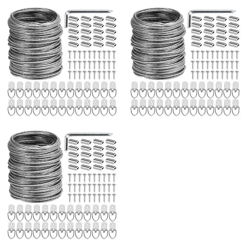 

RMWIN-300 Pcs Picture Hanging Wire Kit, 100 Feet Heavy Duty Wire Picture Hanging For Photo Mirror Frame Artwork