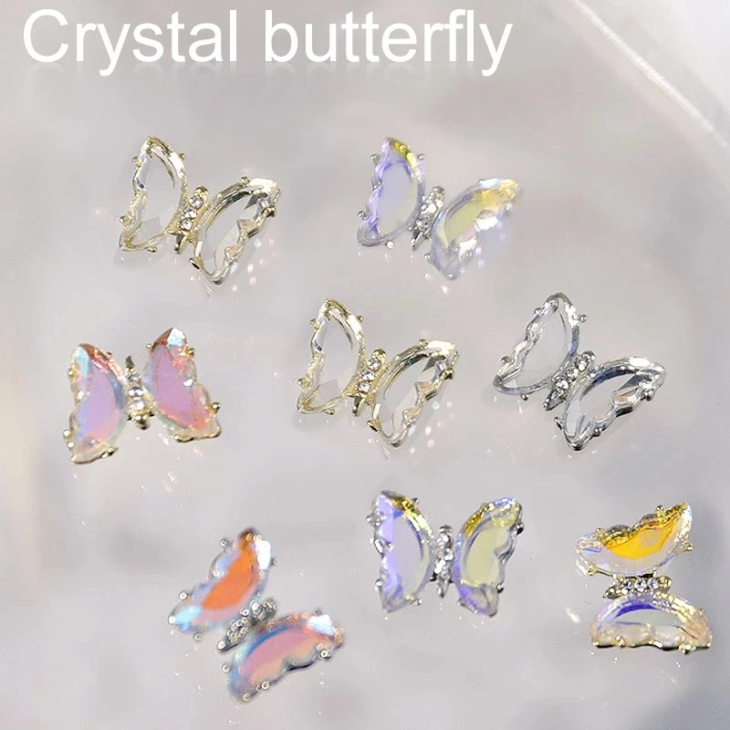 

10Pcs/Lot Crystal Butterfly Nail Art Decorations Aurora Holographic 3D Butterflies Rhinestones Jewelry DIY Manicure Accessories