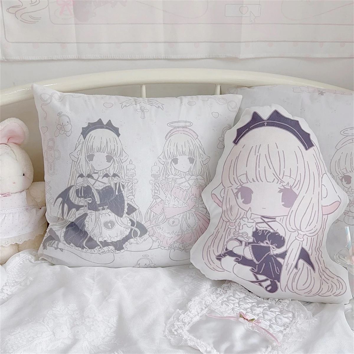 الكرتون فتاة الطباعة الرقمية غطاء الوسادة الخوخ الجلد المخملية غرفة المنزل أريكة المعيشة مكتب سيارة البساطة وسادة غطاء 45x45 سنتيمتر