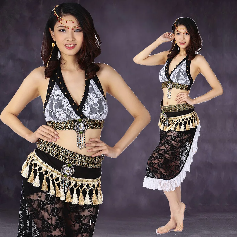 New belly dance tribal style performance suit, Indian dance bra skirt performance set, stage costume, competition costume