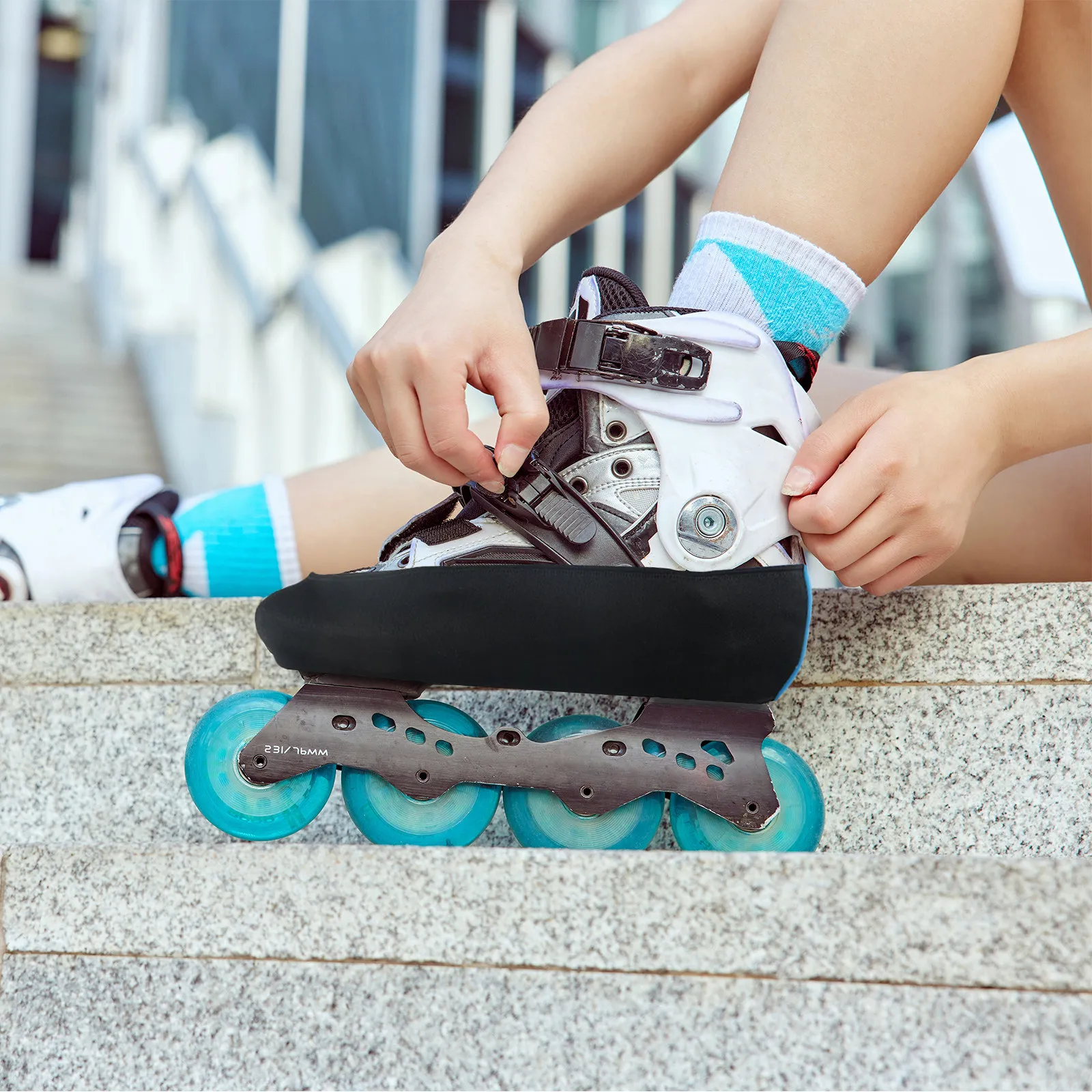 

2Pcs Skating Boot Sleeve Covers Cotton Blend Elastic Stretch Wear-Resistant Protectors for Ice Skates Roller Skates Hockey Boots