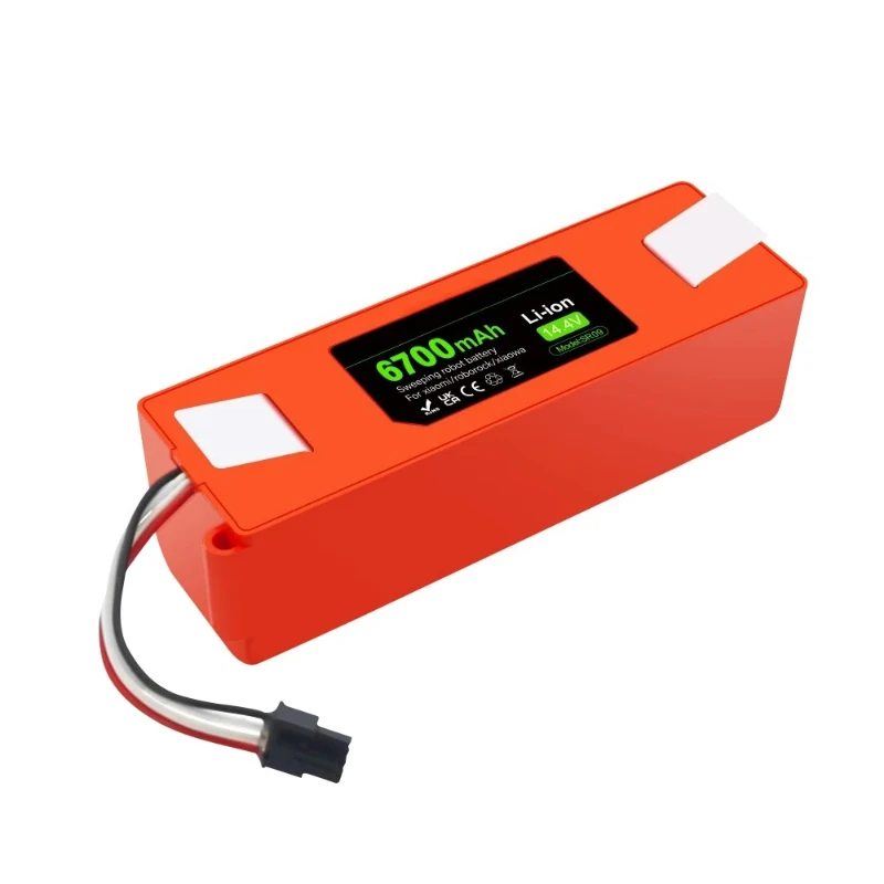 แบตเตอรี่สำรองสำหรับหุ่นยนต์ดูดฝุ่น Xiaomi Roborock S55 S60 S65 S50 S51 S5 MAX S6 ความจุ 6700mAh 14.4V