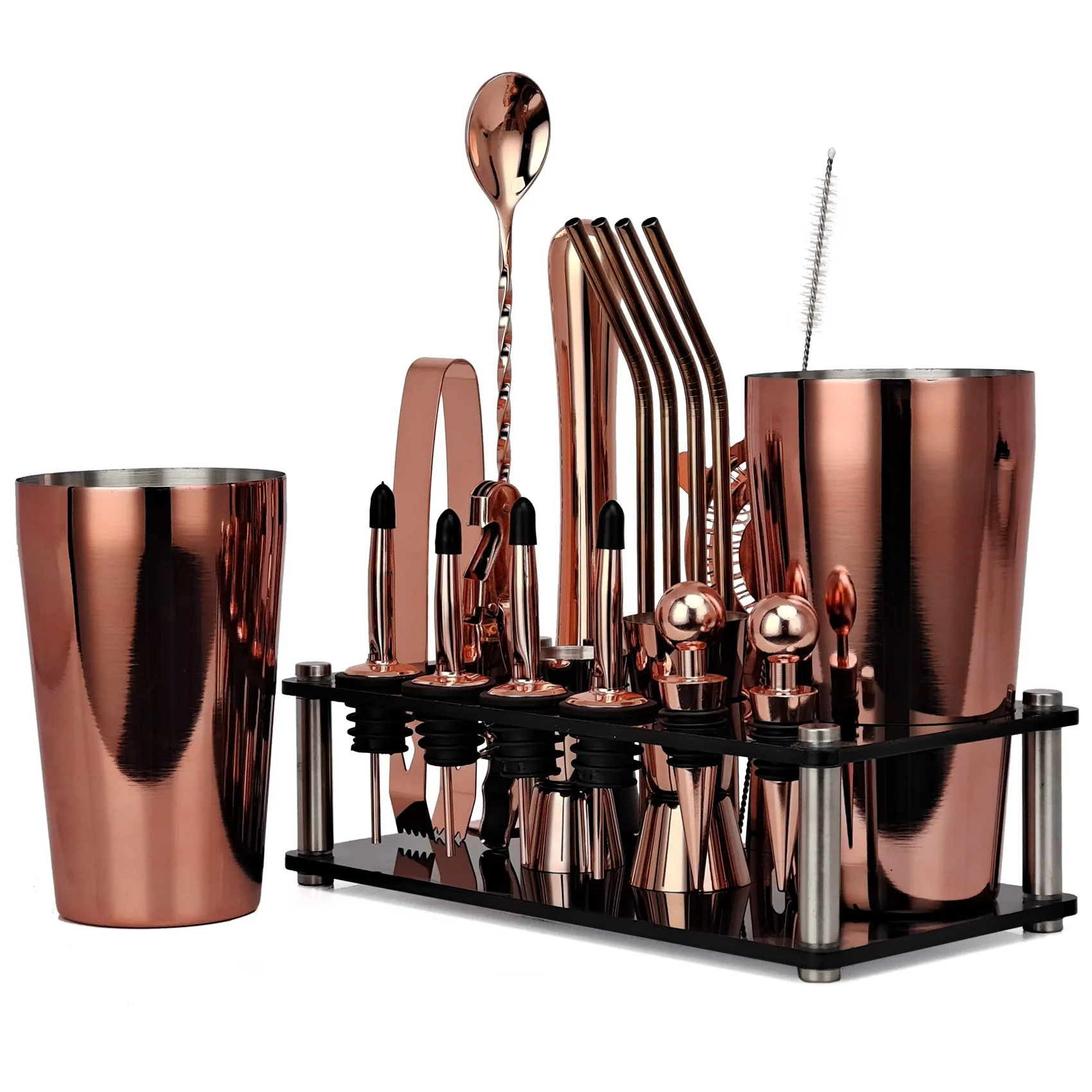 20pcs Black/Rose Gold/Silver 8 - Boston Shaker Set 评论和价格