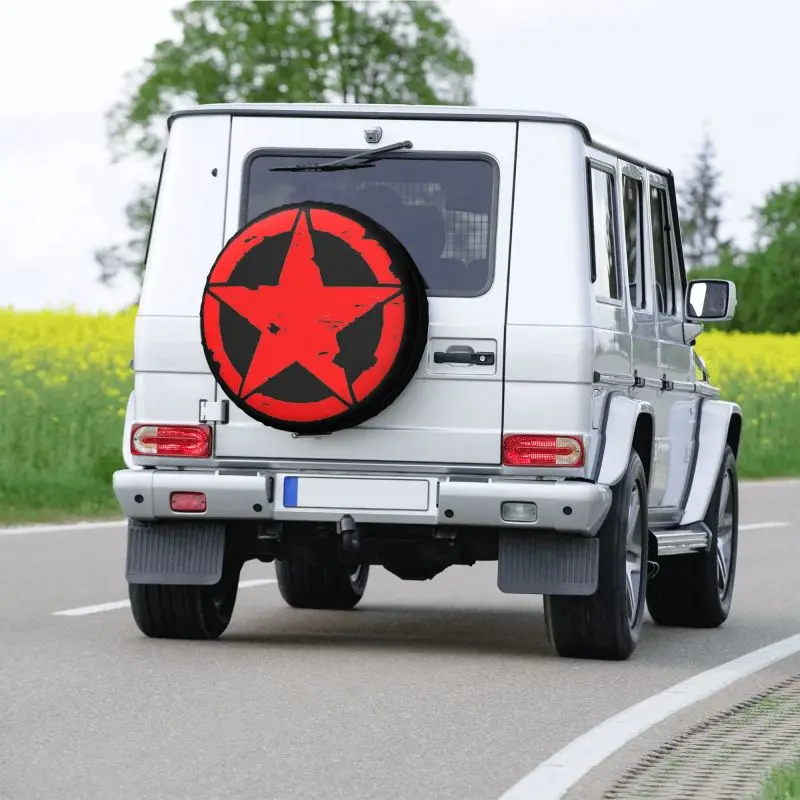 Tactical Military Star Tire Cover 4WD 4x4 SUV Pentagram Spare Wheel Protector for Jeep Wrangler 14\
