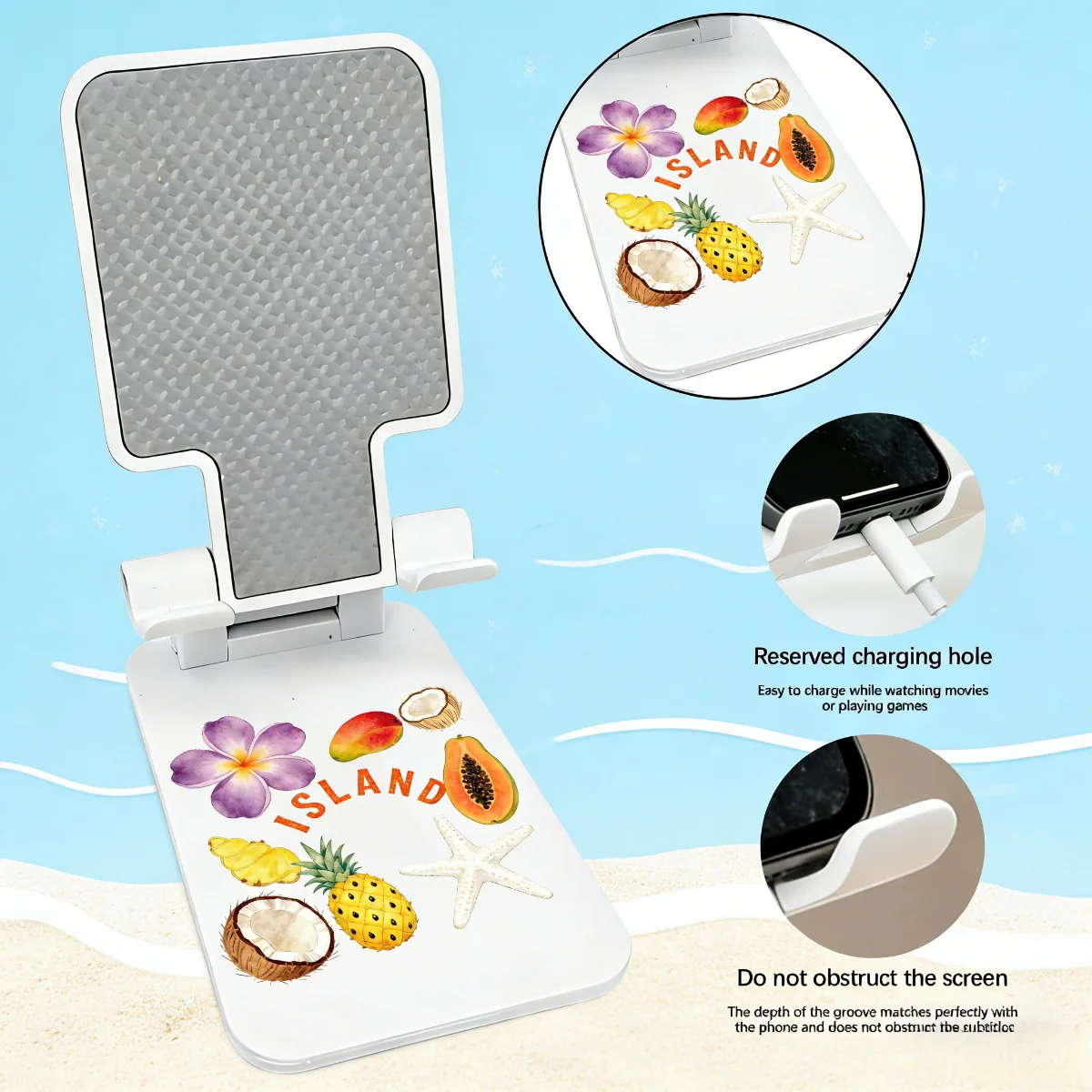 

1 шт. универсальная подставка для планшета и телефона в тропическом стиле, нескользящая, устойчивая, с регулируемой высотой и углом наклона, складная, портативная