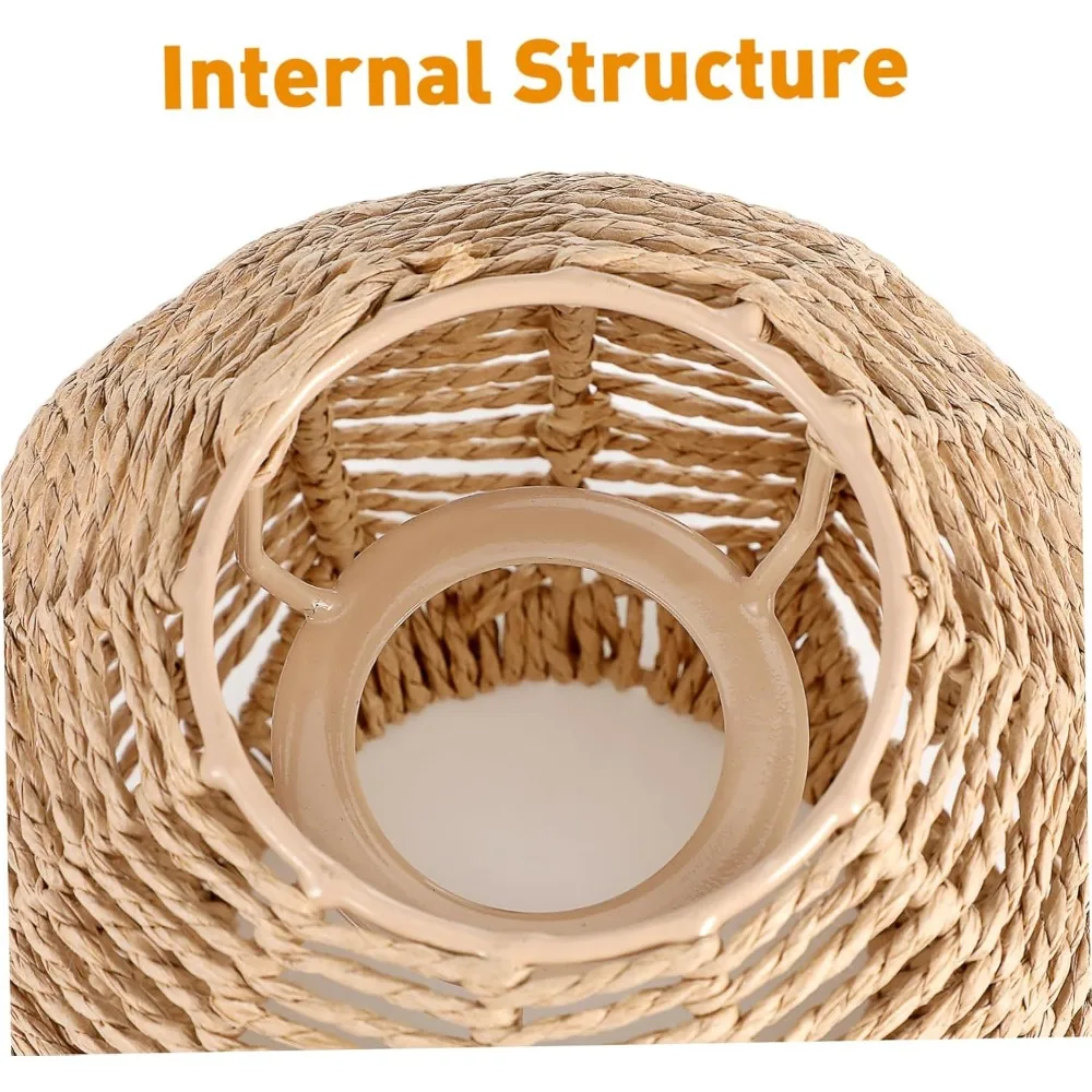 rattan lamp shade small boho shades replacement - pendant sconce shade ceiling fan light covers round woven lampshade for floor