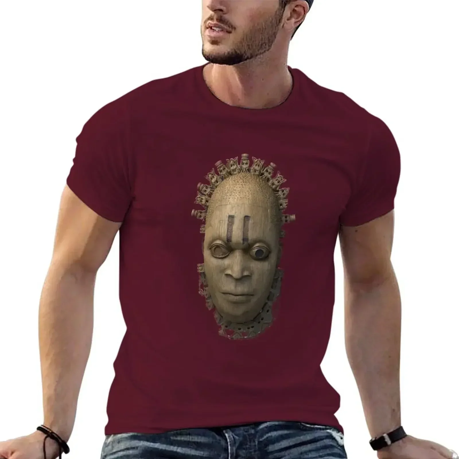 New fashion heavyweight Hot Sale Mask of African Queen Mother of Benin: Idia T-shirt sublime Blouse vintage mens cotton t shirts