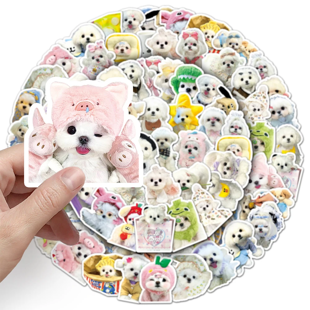 Kawaii adesivos com design maltês e cão, decalques animais bonitos, garrafa de água decoração, telefone, bagagem, impermeável, grafite, brinquedo, 10/30/50pcs