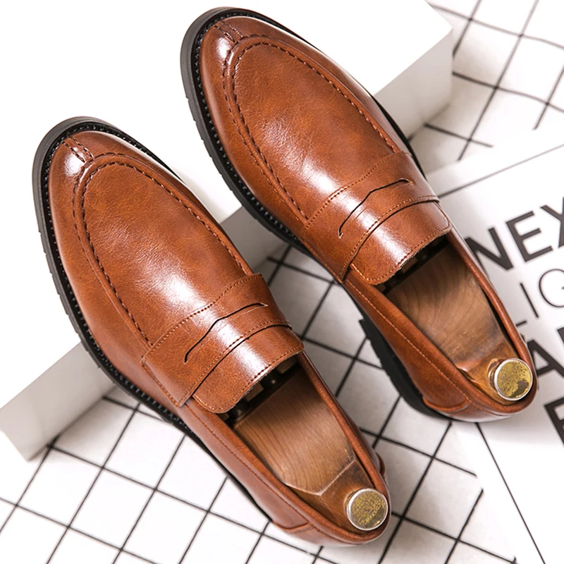 

Men's Dress Shoes Slip On Leather Loafers Male Comfortable Office Leather Shoes For Men Casual Party Social Leather Loafers Man