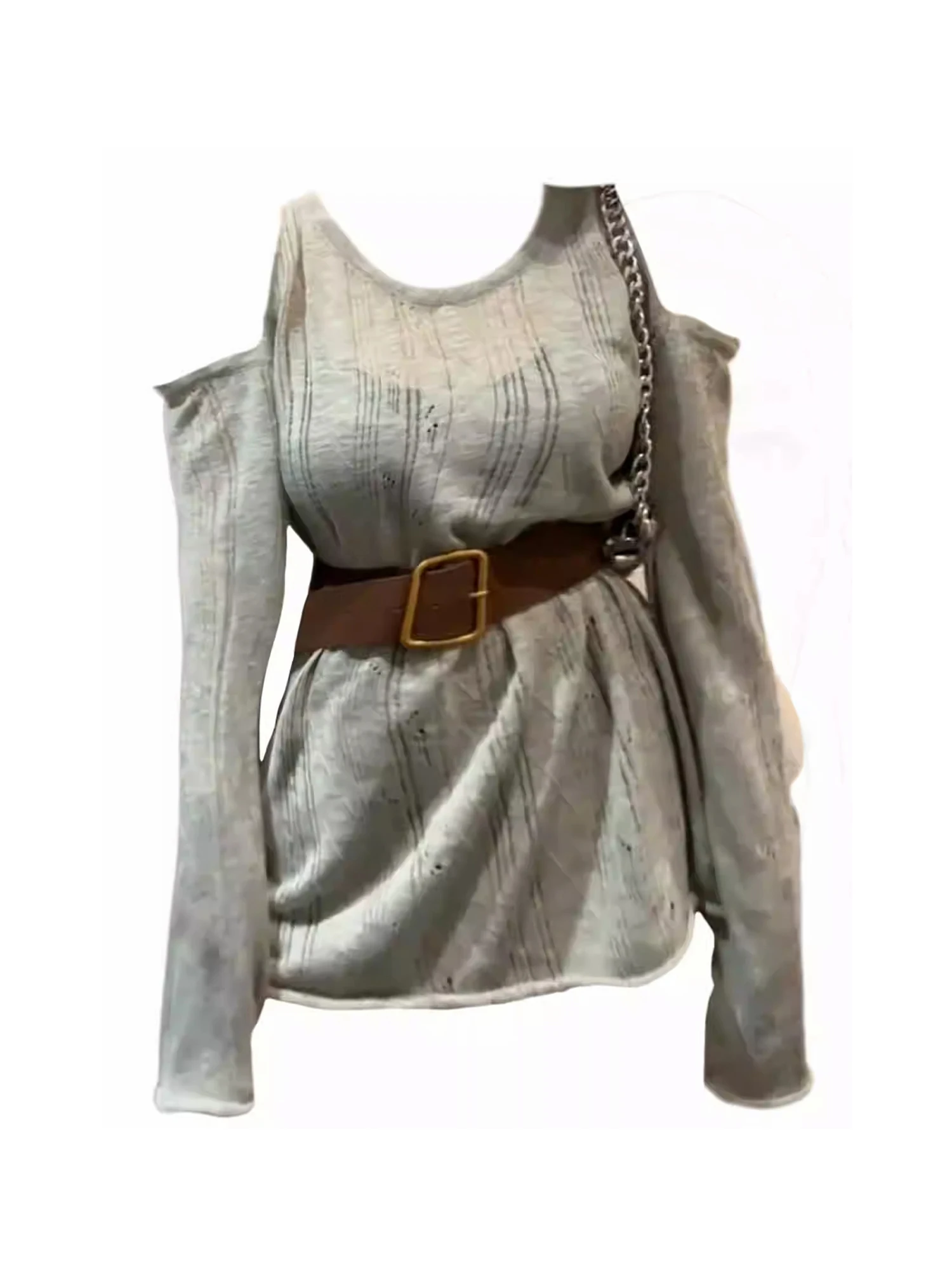 

Women Grey Y2k T-shirt O-Neck Gyaru Tee Top Vintage 90s Aesthetic Loose Long Sleeve Knitted T-shirts 2000s Fashion Clothes 2025