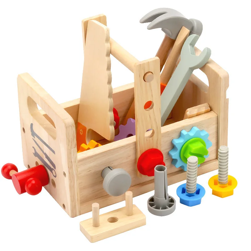 Children's Wooden Screw Unscrewing Nut Tool Suitcase Boy Hands-on Ability Baby Focus on Educational Toys