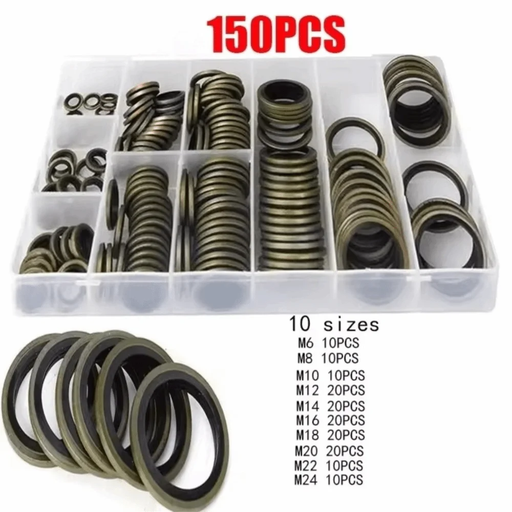 

150pcs/set Rubber Oil Pan Drain Gasket O-Ring Mixed Size Replaceable Washer Universal Durable Drainage Bolt Pad Cars