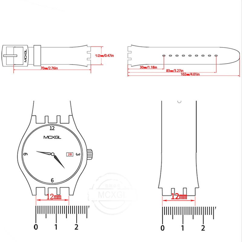 Soft Silicone Watchband Suitable For Swatch 12mm Girls Ladies Strap Colore Waterproof Wrist Bracelet Watch Accessories