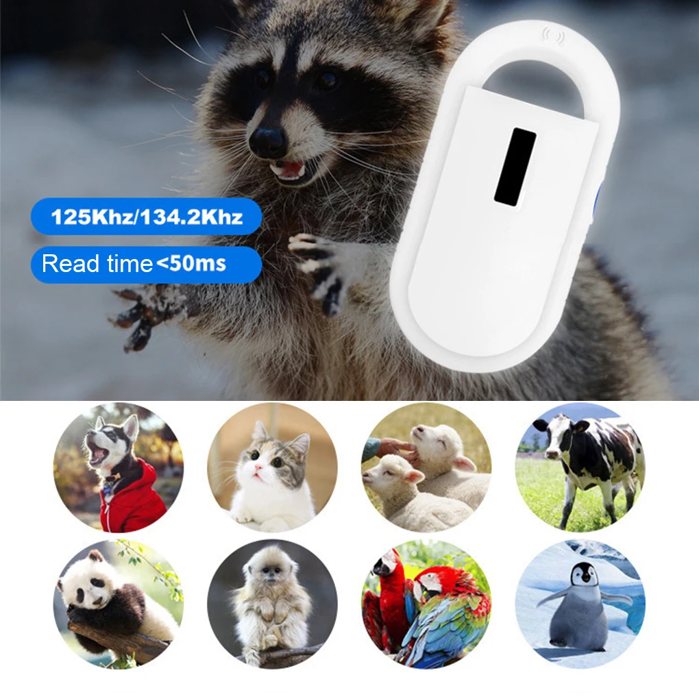 RFID Animal Reader 15 Digits 125KHz Pet ID Scanner EMID FDX-B ISO 11784/85 Microchip Tag Registration For Cow Fish Dog