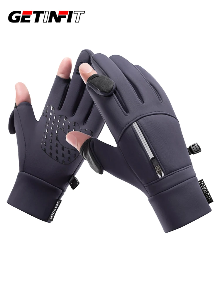 AliExpress GETINFIT Cycling Gloves Winter Reflection Zipper Touch Screen Windproof Warm Anti-slip Water-repellent Skiing Fishing Running