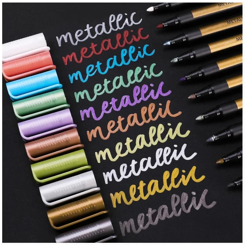 Metallic Markers Pens,20/10 Colors Medium Tip Metallic Markers for Black paper,Card Making,Easter Egg,Rock Painting,DIY Crafts