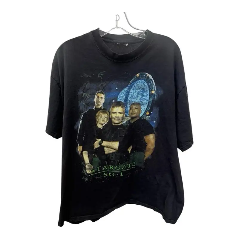 Camiseta Vintage Y2K Stargate Sg 1 desbloquea el universo negro talla grande para hombre
